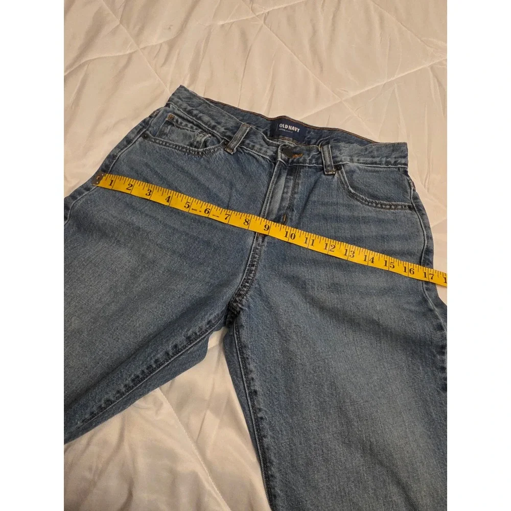 Old Navy Boys Loose Straight Leg Jeans Medium Wash Blue Sz 14 Regular Adjustable